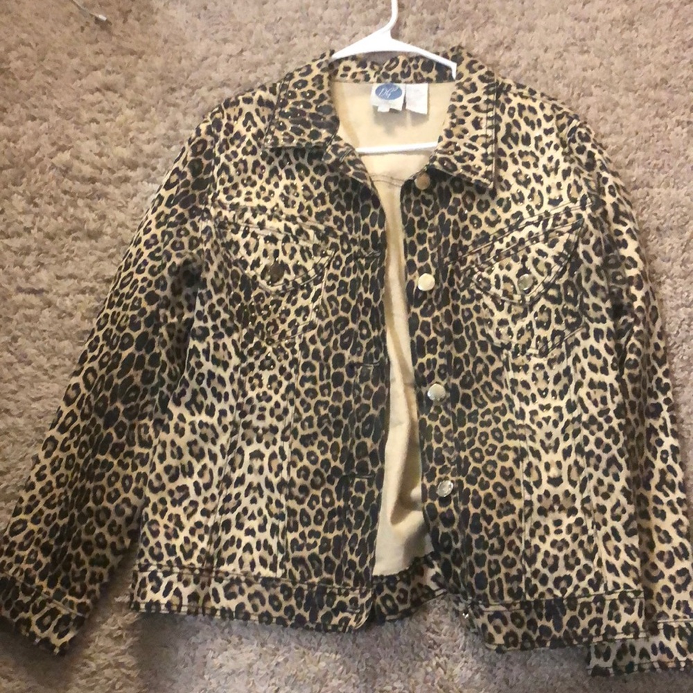 Cheetah print denim jacket